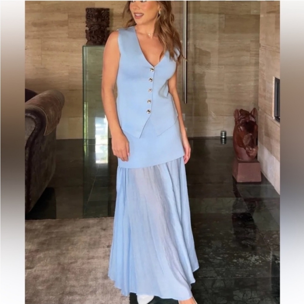 ZARA BLUE MIXED PLEATED SKIRT๐๐๐ - Picture 9 of 9